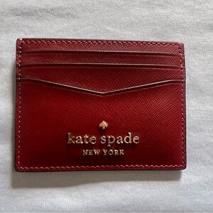 Kate Spade Staci Slim Saffiano Leather Red Textured Card Holder - NWT